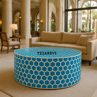 Bone Inlay Round Coffee Table / Round Centre Table / Bone Inlay Round Coffee Table / Handmade Bone Inlay Modern Pattern Furniture Cocktail Table.