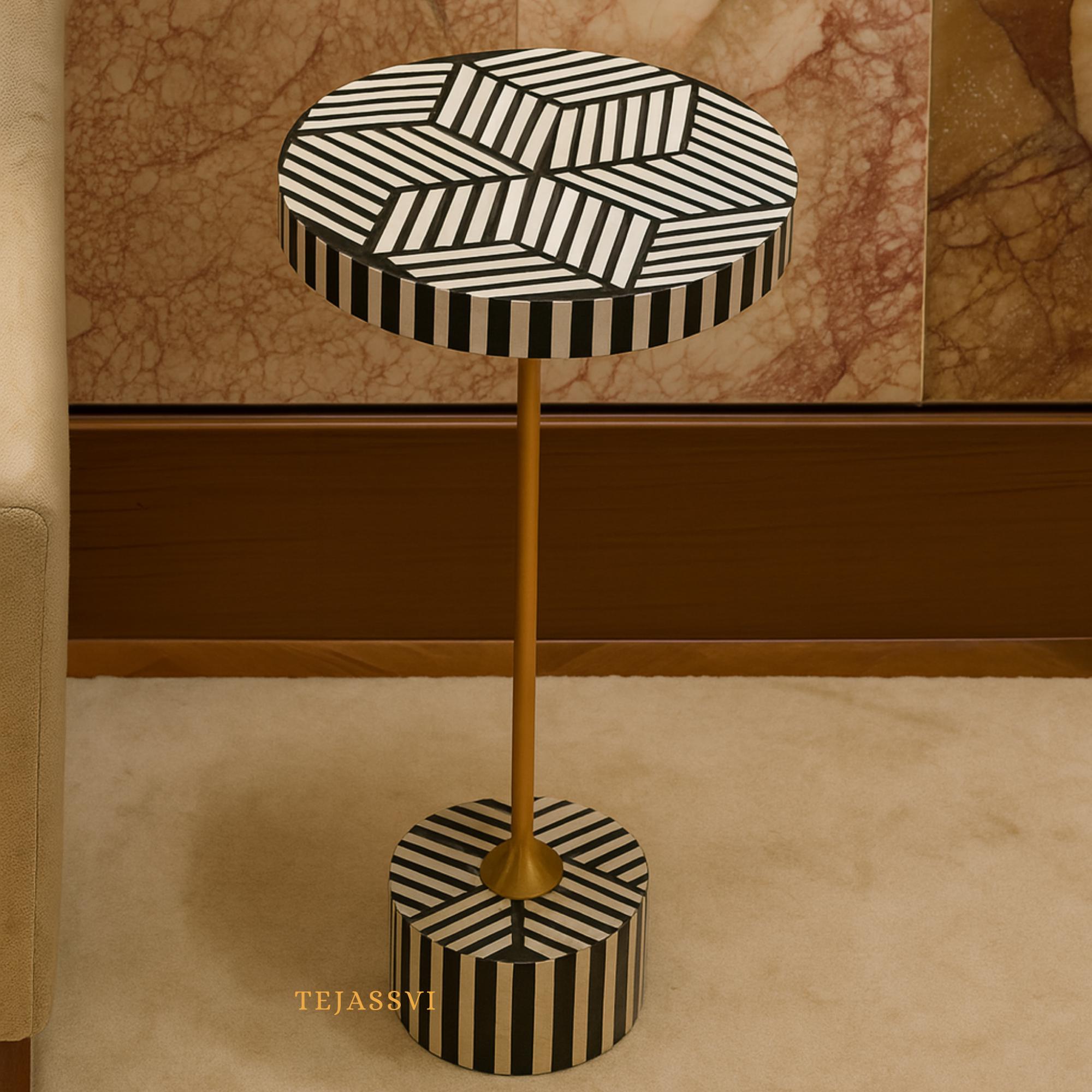 Bone Inlay Wooden Side Table and Luxury End Table Handmade Luxury Furniture