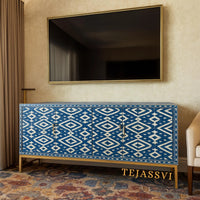 Bone Inlay Optical Media Console, Bone Inlay Optical TV Unit / Bone Inlay Entertainment Unit For Living Room.