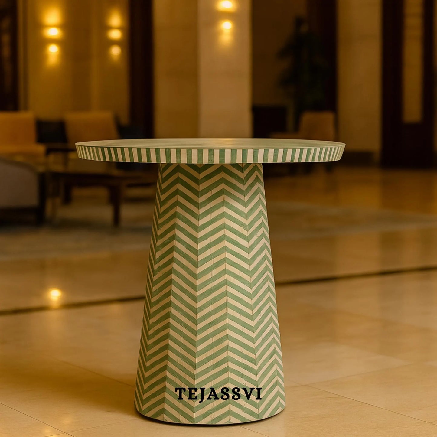 Bone Inlay Coffee Table /handmade bone inlay round coffee table / bone inlay luxury furniture.