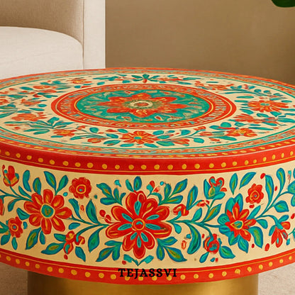 ROUND COFFEE TABLE wooden table Home Decor Handmade Wooden round Shape Cocktail Table Indian Handcrafted Art ,