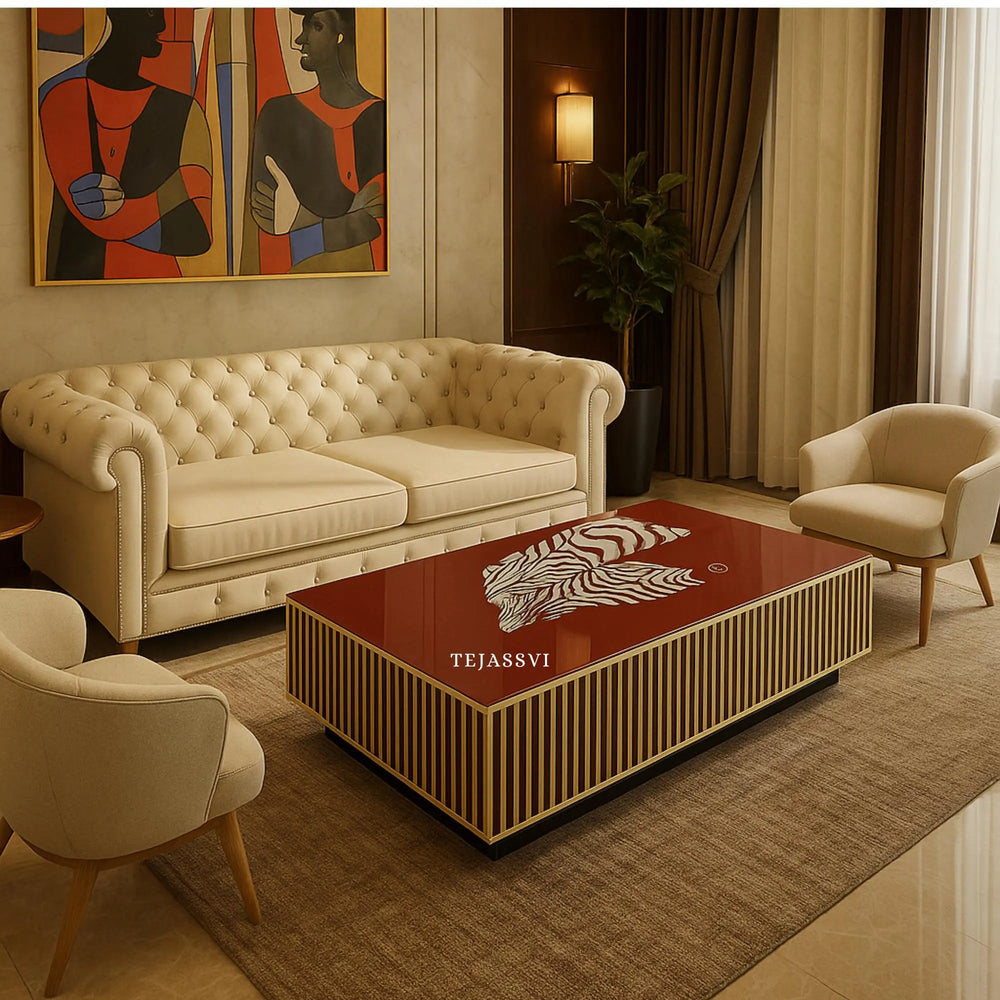 Bone Inlay Coffee Table / Centre Table / Bone Inlay Honeycomb Coffee Table / Handmade Bone Inlay Modern Pattern Furniture.