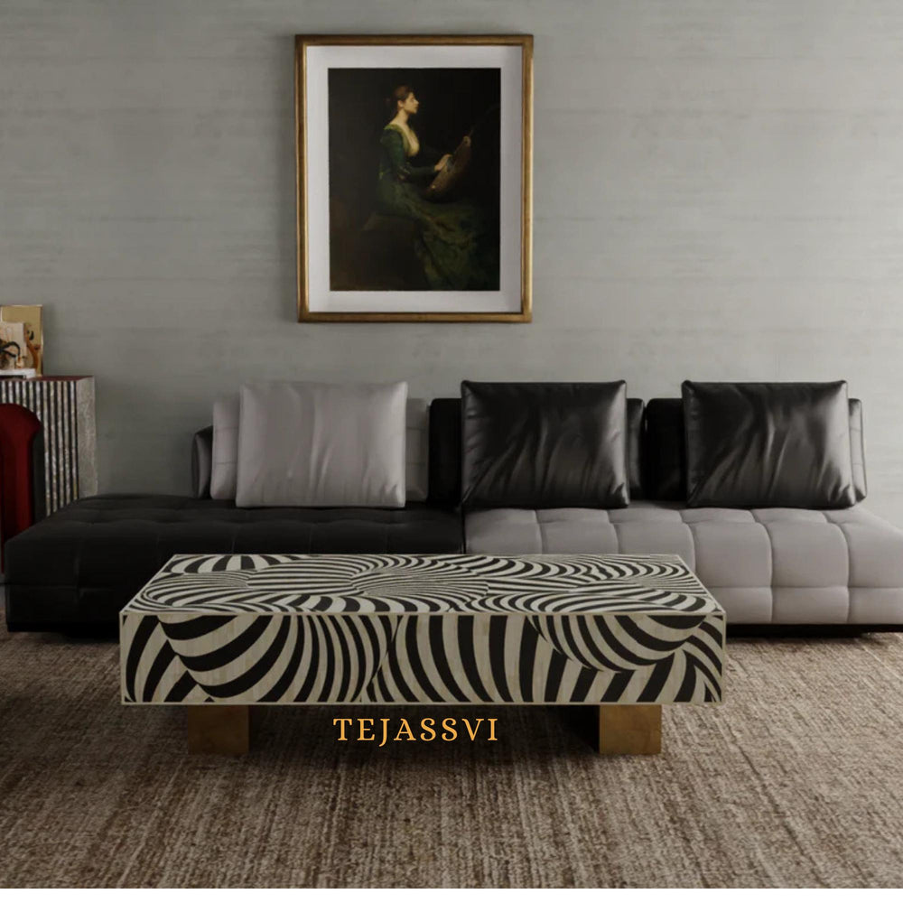 Bone Inlay Coffee Table / Centre Table / Bone Inlay Honeycomb Coffee Table / Handmade Bone Inlay Modern Pattern Furniture.