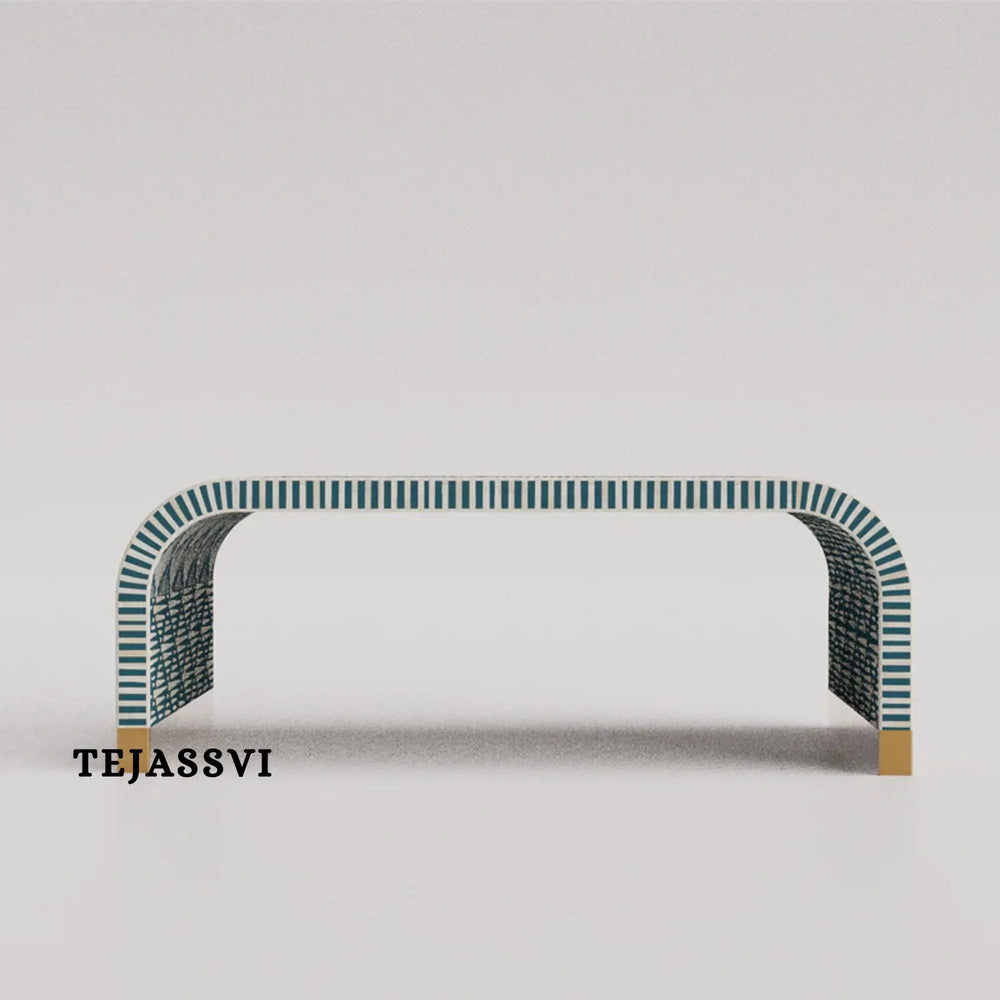 Bone Inlay Waterfall Coffee Table / Bone Inlay Laptop Table / Bone Inlay Floral Waterfall Coffee Table / Handmade BonInlay Modern Pattern Furniture.