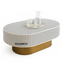 Bone Inlay Oval Coffee Table / Bone Inlay Centre Table/ Bone Inlay Oval Shape Coffee Table / Bone Inlay Modern Pattern Furniture.