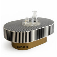 Bone Inlay Oval Coffee Table / Bone Inlay Centre Table/ Bone Inlay Oval Shape Coffee Table / Bone Inlay Modern Pattern Furniture.