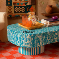 Bone Inlay  Coffee Table /Bone Centre Table / Bone Inlay Honeycomb Coffee Table / Handmade Bone Inlay Modern Pattern Furniture.