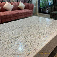 Bone Inlay Oval Coffee Table / Centre Table / Bone Coffee Table / Handmade Modern Pattern Furniture.