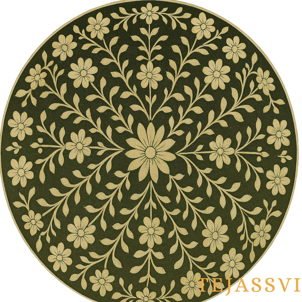 Wooden Bone Inlay Floral Pettern Round Coffee Table / Round Centre Table / Bone Inlay Round Coffee Table / Handmade Bone Inlay Modern Pattern Furniture.