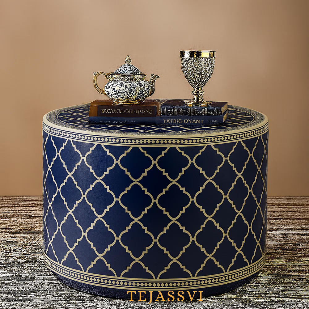 Bone Inlay Round Coffee Table / Centre Table / Bone Inlay Stripped Round Coffee Table / Handmade Bone Inlay Modern Pattern Furniture..