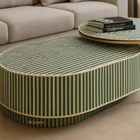 Bone Inlay Nesting Coffee Table: Handmade Waterfall Center Table/wooden coffee table / bone inlay furniture.