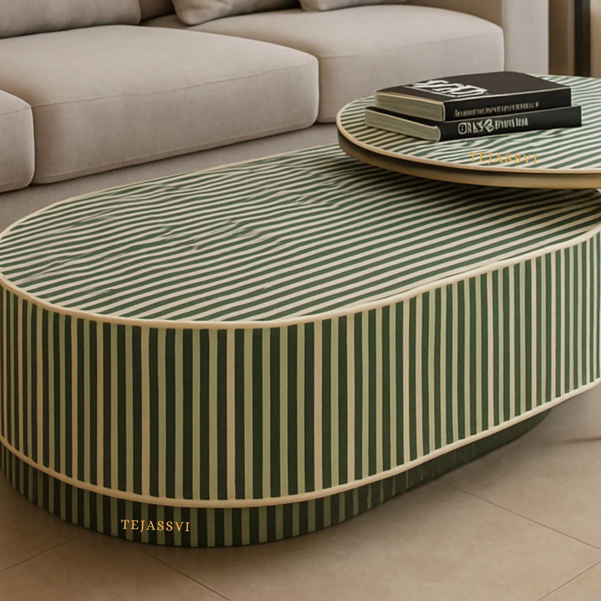 Bone Inlay Nesting Coffee Table: Handmade Waterfall Center Table/wooden coffee table / bone inlay furniture.