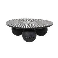 Bone  Inlay Round Coffee Table / Centre Table / Bone Inlay Stripped Round Coffee Table / Handmade Bone Inlay Modern Pattern Furniture..