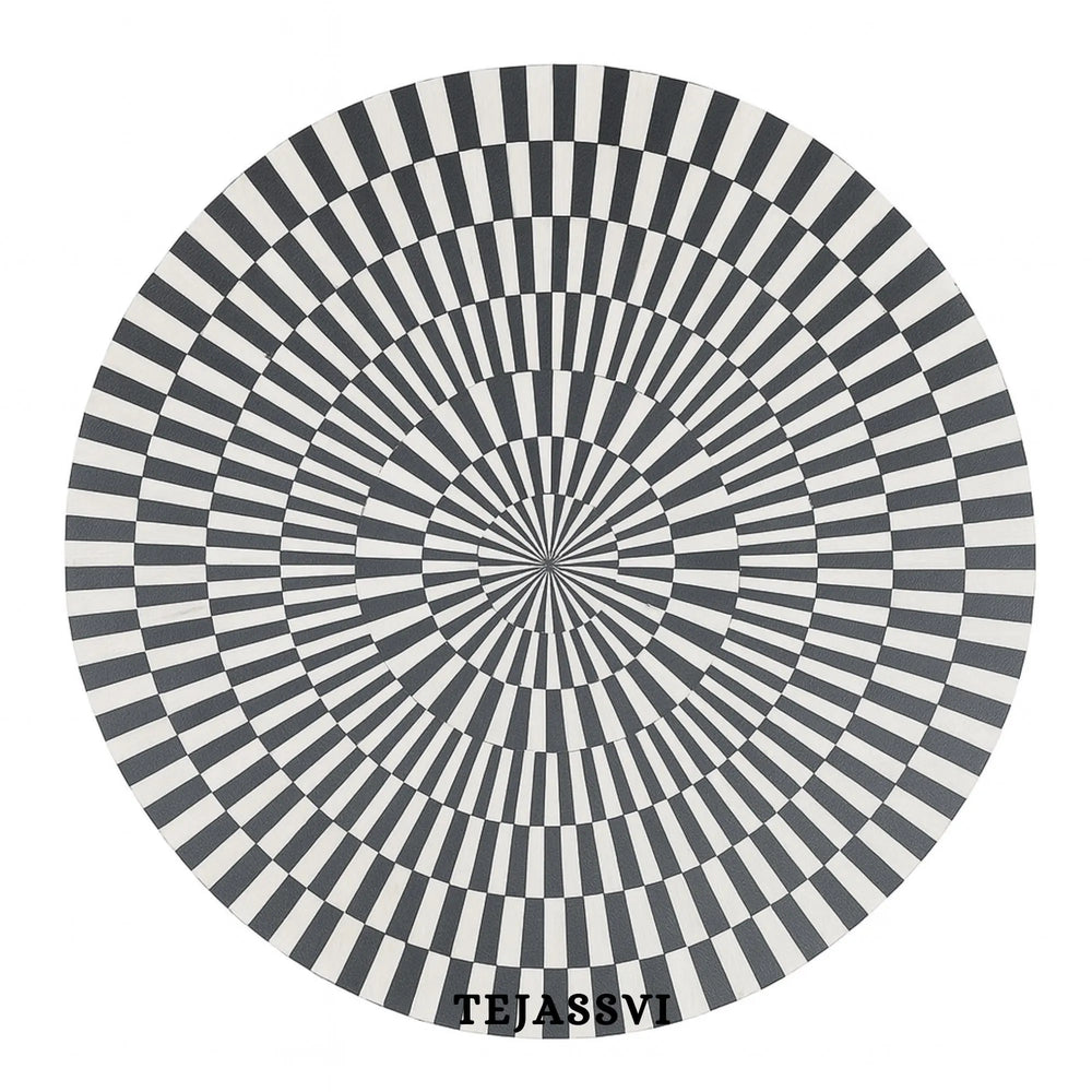 Bone Inlay Nesting Coffee Table: Black & White Waterfall Design/bone inlay round coffee table /bone inlay luxury furniture.