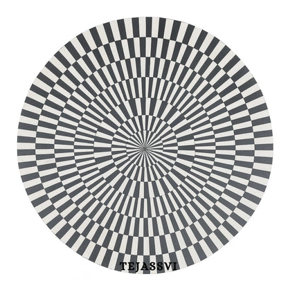 Bone Inlay Nesting Coffee Table: Black & White Waterfall Design/bone inlay round coffee table /bone inlay luxury furniture.