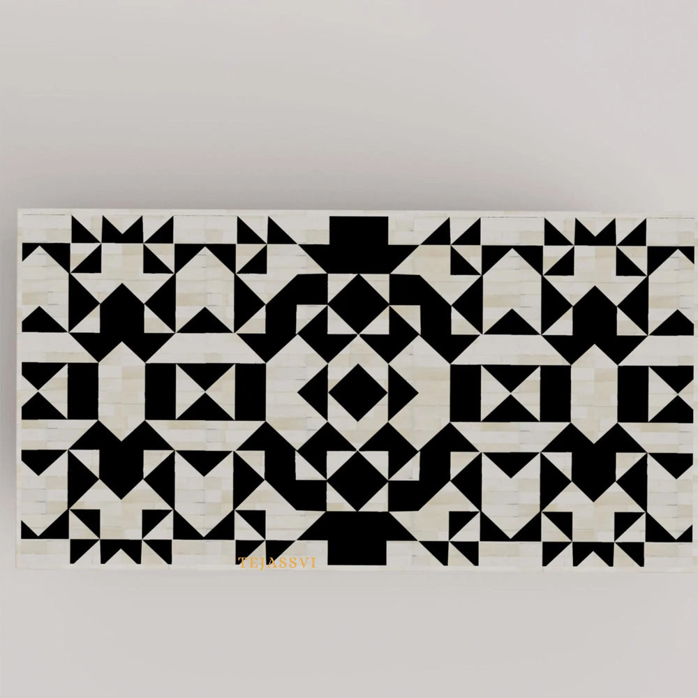 Bone Inlay Coffee Table / Centre Table / Bone Inlay Honeycomb Coffee Table / Handmade Bone Inlay Modern Pattern Furniture.