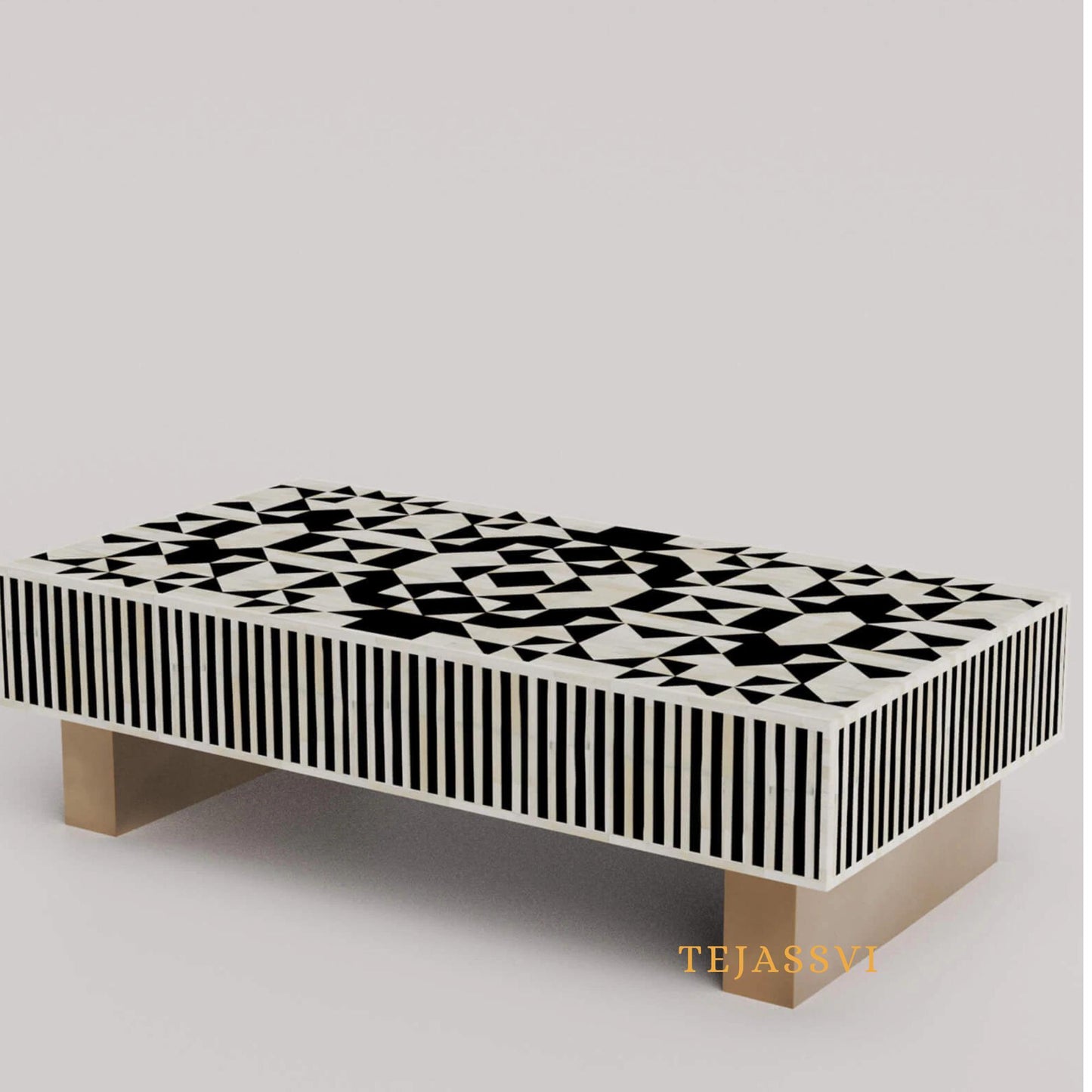 BONE Inlay  Coffee Table / Centre Table, Bone Inlay Honeycomb  Coffee Table Handmade Bone Inlay Modern Pattern Furniture