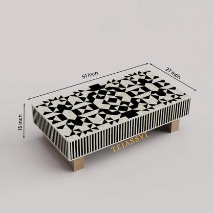 BONE Inlay  Coffee Table / Centre Table, Bone Inlay Honeycomb  Coffee Table Handmade Bone Inlay Modern Pattern Furniture