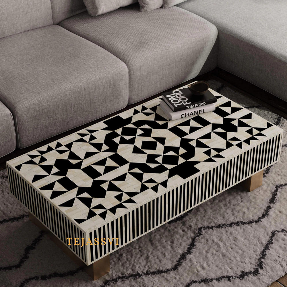 Bone Inlay Coffee Table / Centre Table / Bone Inlay Honeycomb Coffee Table / Handmade Bone Inlay Modern Pattern Furniture.