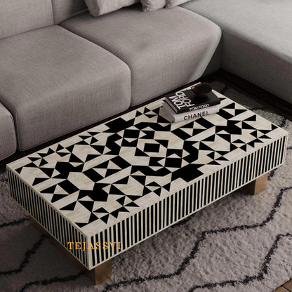 BONE Inlay  Coffee Table / Centre Table, Bone Inlay Honeycomb  Coffee Table Handmade Bone Inlay Modern Pattern Furniture