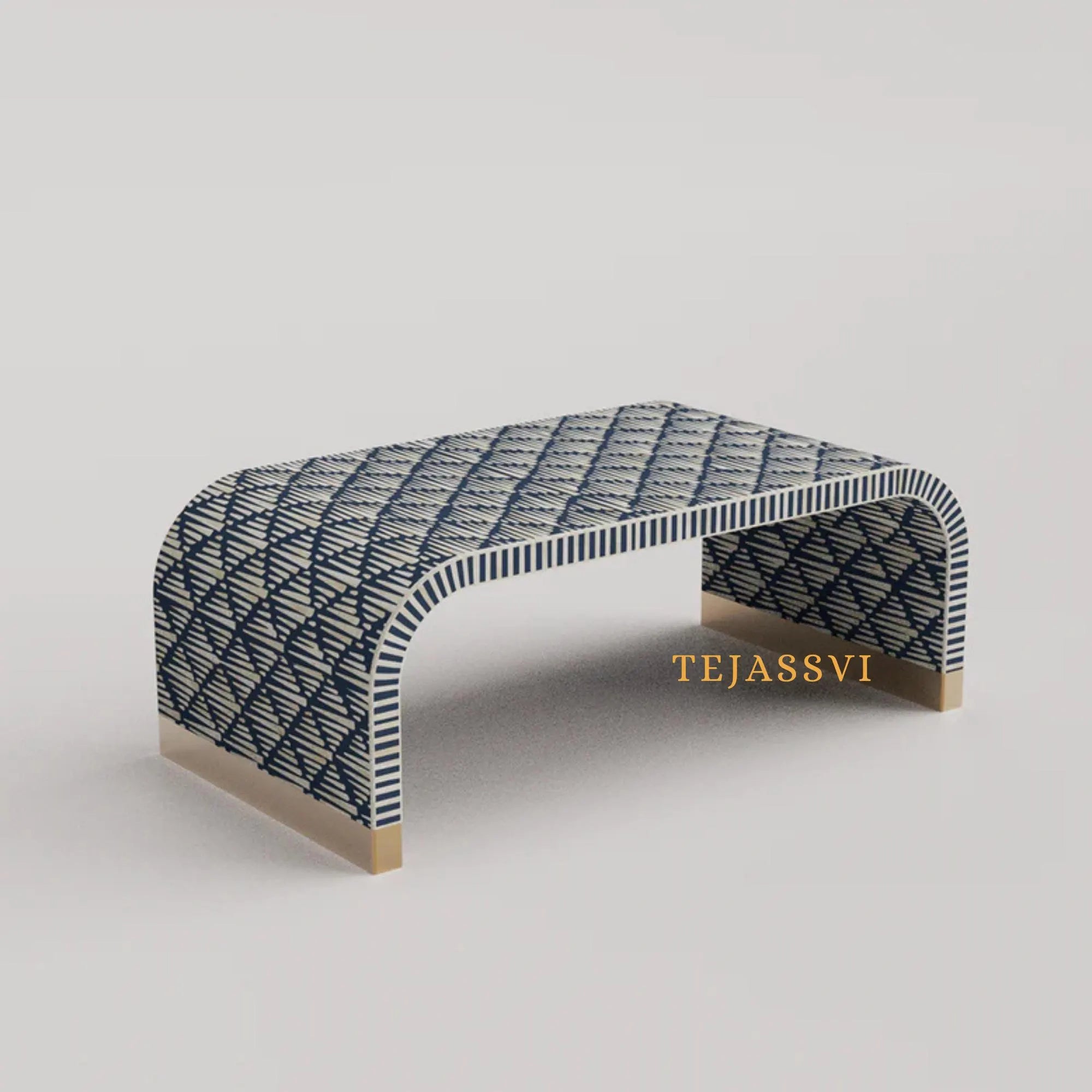 Bone Inlay Waterfall Coffee Table / Bone Inlay Laptop Table / Bone Inlay Floral Waterfall Coffee Table / Handmade BonInlay Modern Pattern Furniture.