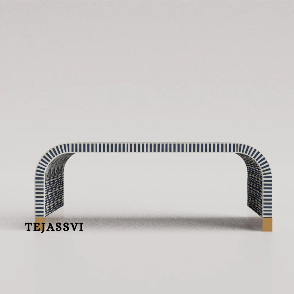 Bone Inlay Waterfall Coffee Table / Bone Inlay Laptop Table / Bone Inlay Floral Waterfall Coffee Table / Handmade BonInlay Modern Pattern Furniture.