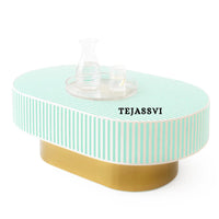 Bone Inlay Oval Coffee Table / Bone Inlay Centre Table/ Bone Inlay Oval Shape Coffee Table / Bone Inlay Modern Pattern Furniture.