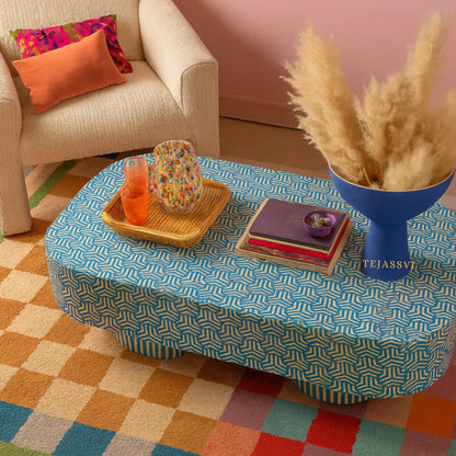 BONE Inlay  Coffee Table / Centre Table, Bone Inlay Honeycomb  Coffee Table Handmade Bone Inlay Modern Pattern Furniture