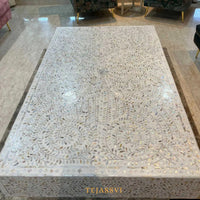 Bone Inlay Oval Coffee Table / Centre Table / Bone Coffee Table / Handmade Modern Pattern Furniture.