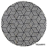 Bone Inlay Round Coffee Table / Round Centre Table / Bone Inlay Stripped Round Coffee Table / Handmade Bone Inlay Modern Pattern Furniture.