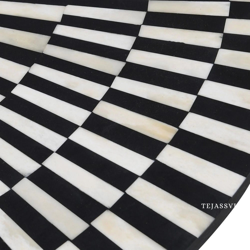 Bone  Inlay Round Coffee Table / Centre Table / Bone Inlay Stripped Round Coffee Table / Handmade Bone Inlay Modern Pattern Furniture..