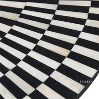 Bone  Inlay Round Coffee Table / Centre Table / Bone Inlay Stripped Round Coffee Table / Handmade Bone Inlay Modern Pattern Furniture..