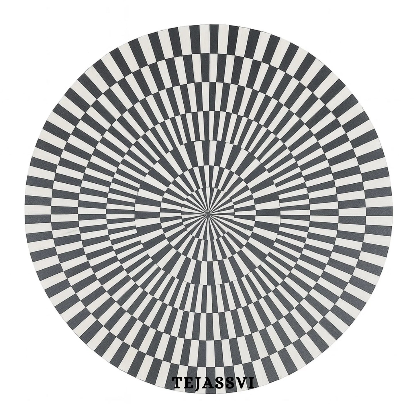 BONE Inlay Round Coffee Table / Centre Table, Bone Inlay Stripped Round Coffee Table Handmade Bone Inlay Modern Pattern Furniture