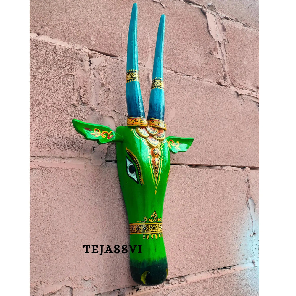 Wooden Cow Head 18 Inches | Bull | Nandi Head Mask Wall Décor. Wooden Wall Hanging. Ethnic Indian Art Best Minimalist Gift Idea for Christmas/Diwali