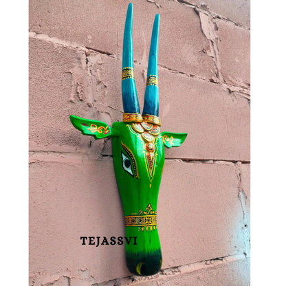 Wooden Cow Head 18 Inches | Bull | Nandi Head Mask Wall Décor. Wooden Wall Hanging. Ethnic Indian Art Best Minimalist Gift Idea for Christmas/Diwali