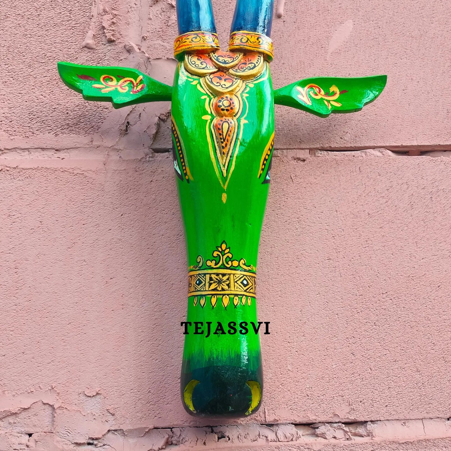 Wooden Cow Head 18 Inches | Bull | Nandi Head Mask Wall Décor. Wooden Wall Hanging. Ethnic Indian Art Best Minimalist Gift Idea for Christmas/Diwali