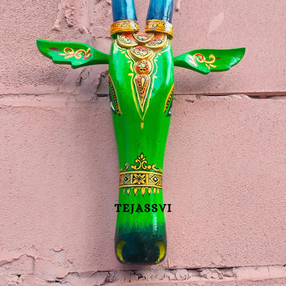 Wooden Cow Head 18 Inches | Bull | Nandi Head Mask Wall Décor. Wooden Wall Hanging. Ethnic Indian Art Best Minimalist Gift Idea for Christmas/Diwali