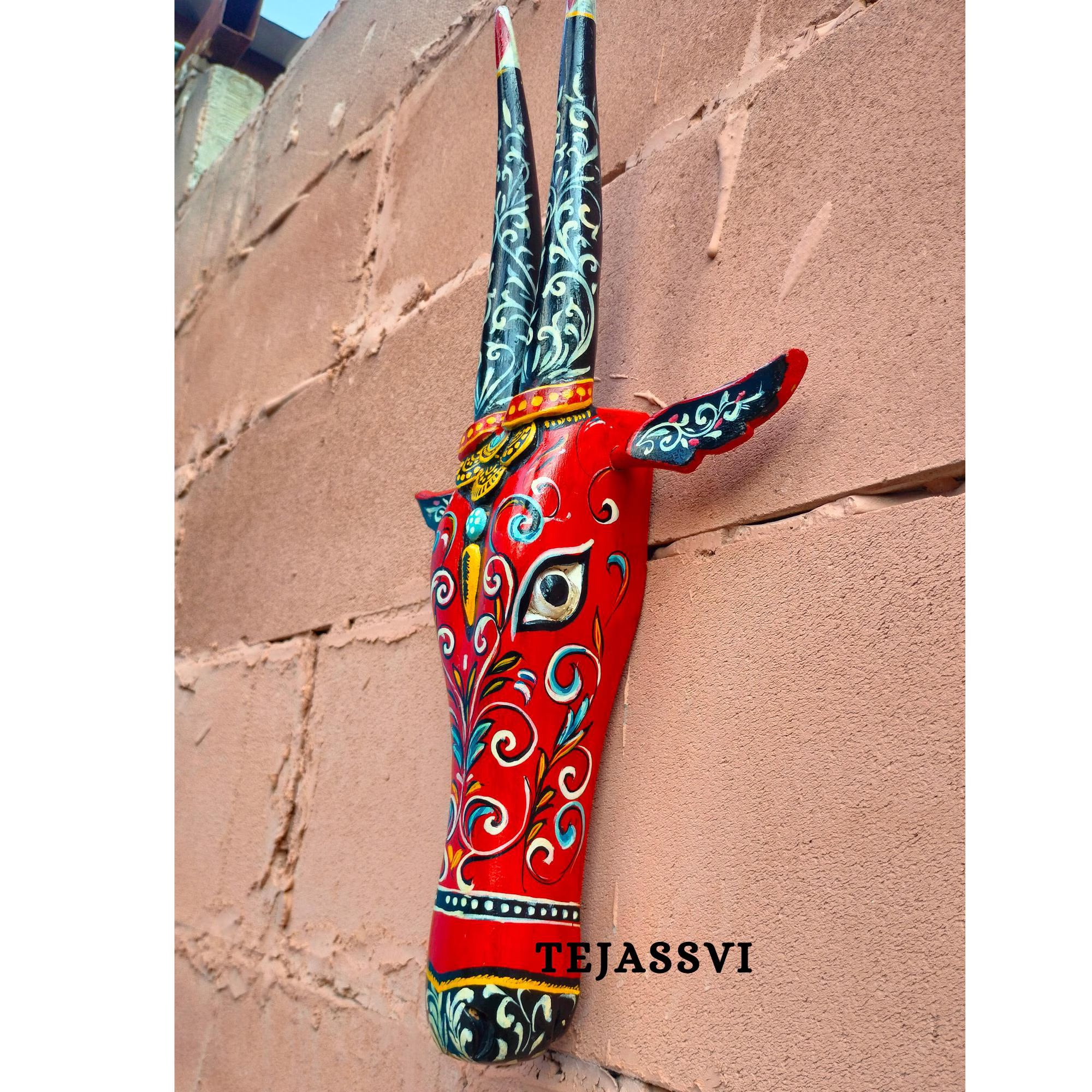 Wooden Cow Head 18 Inches | Bull | Nandi Head Mask Wall Décor. Wooden Wall Hanging. Ethnic Indian Art Best Minimalist Gift Idea for Christmas/Diwali