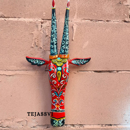 Wooden Cow Head 18 Inches | Bull | Nandi Head Mask Wall Décor. Wooden Wall Hanging. Ethnic Indian Art Best Minimalist Gift Idea for Christmas/Diwali