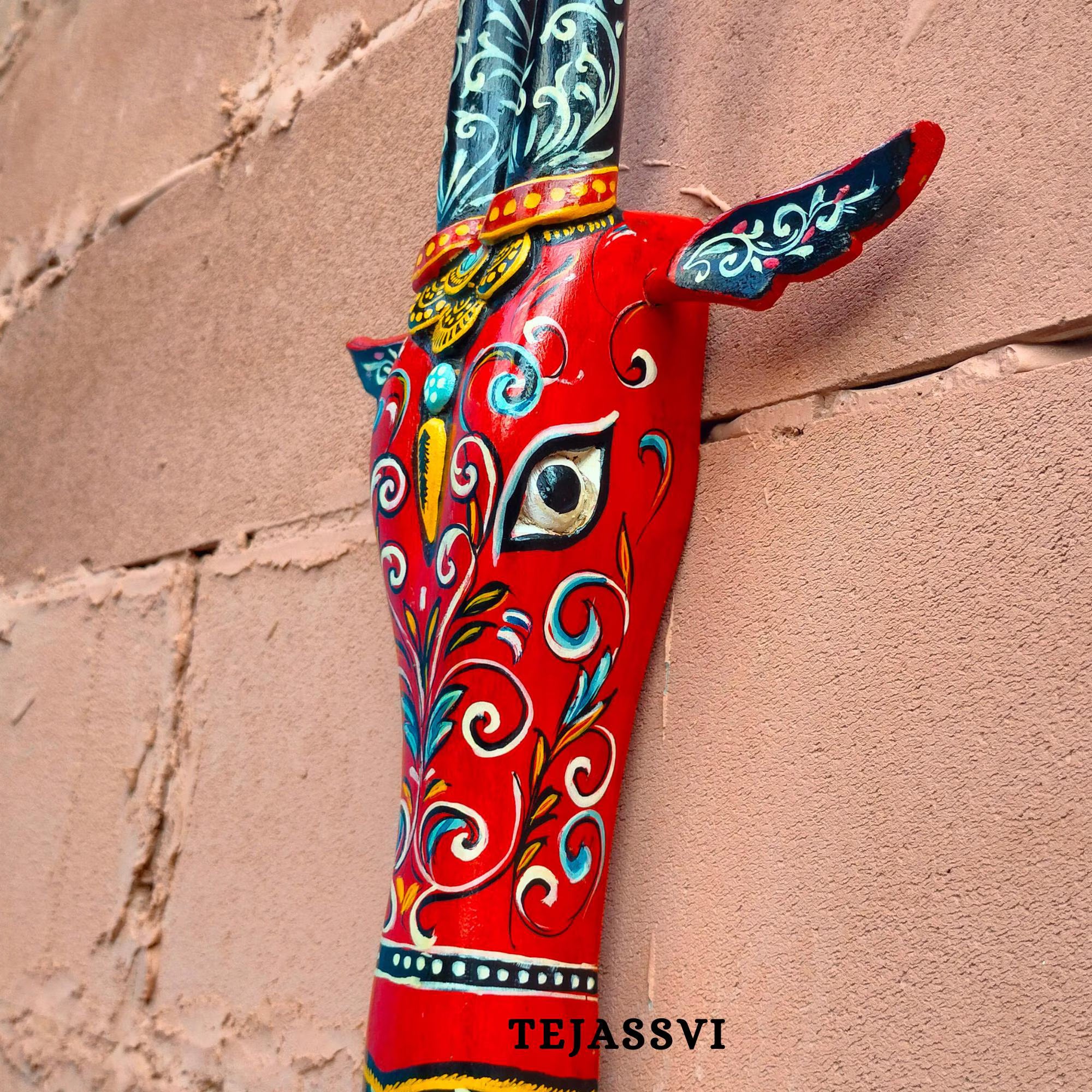 Wooden Cow Head 18 Inches | Bull | Nandi Head Mask Wall Décor. Wooden Wall Hanging. Ethnic Indian Art Best Minimalist Gift Idea for Christmas/Diwali