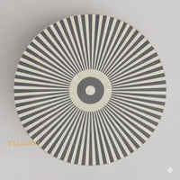 Handmade Bone Inlay Gray Color Coffee Table: Strip Design Center Table /coffee table /bone inlay coffee table /Round coffee table Gray color