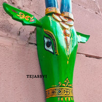 Wooden Cow Head 18 Inches | Bull | Nandi Head Mask Wall Décor. Wooden Wall Hanging. Ethnic Indian Art Best Minimalist Gift Idea for Christmas/Diwali