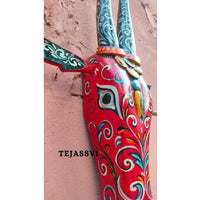 Wooden Cow Head 18 Inches | Bull | Nandi Head Mask Wall Décor. Wooden Wall Hanging. Ethnic Indian Art Best Minimalist Gift Idea for Christmas/Diwali