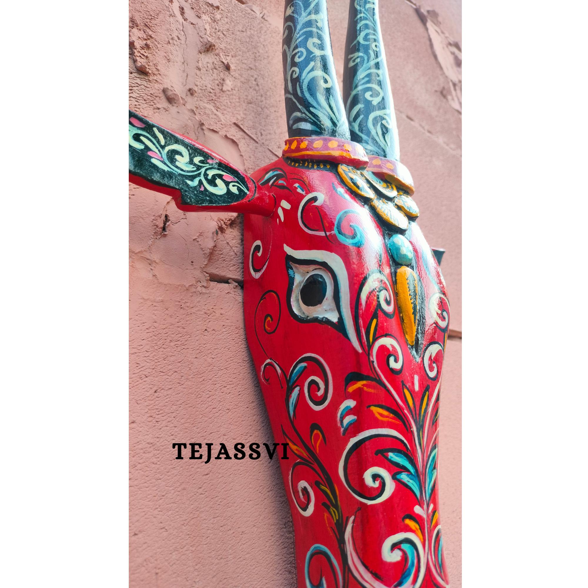 Wooden Cow Head 18 Inches | Bull | Nandi Head Mask Wall Décor. Wooden Wall Hanging. Ethnic Indian Art Best Minimalist Gift Idea for Christmas/Diwali