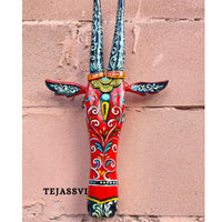 Wooden Cow Head 18 Inches | Bull | Nandi Head Mask Wall Décor. Wooden Wall Hanging. Ethnic Indian Art Best Minimalist Gift Idea for Christmas/Diwali